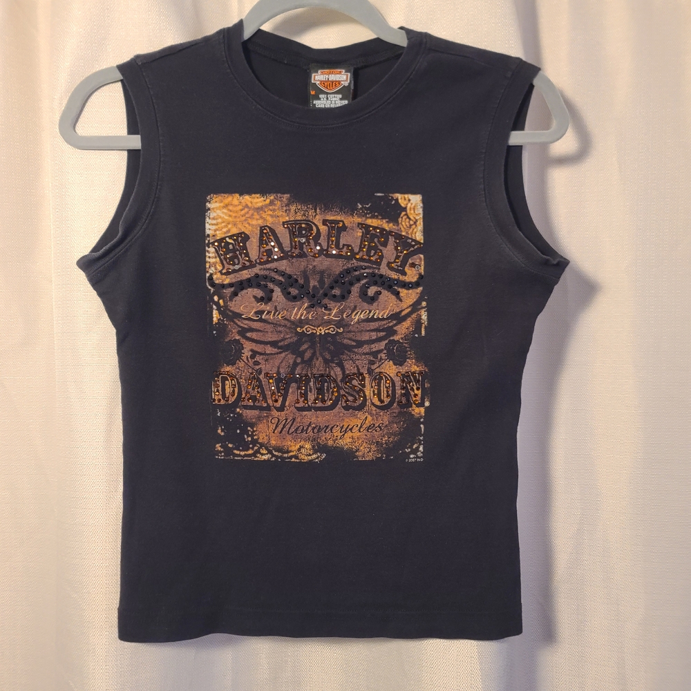 Harley-Davidson Black Sleeveless Muscle Tank Top Graphic Tee Size M